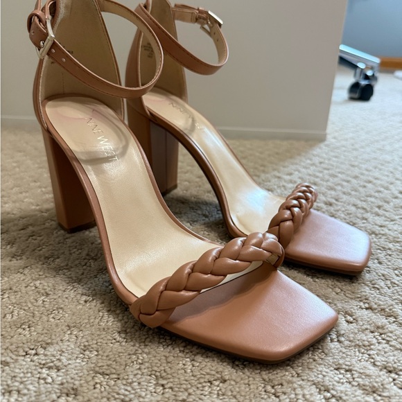 Nine West Shoes - Tan Braided Strap Block Heel Sandals
